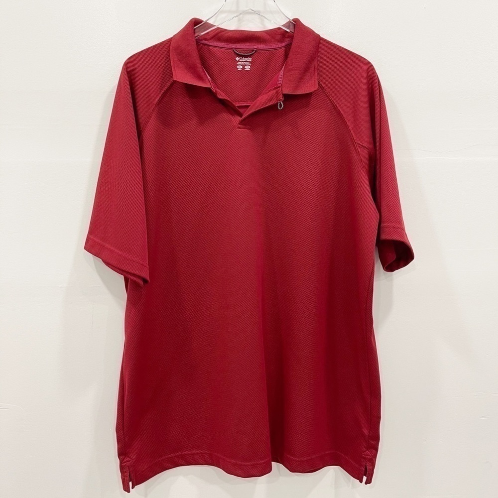 Columbia Red Textured Polo Shirt XL Short Sleeve